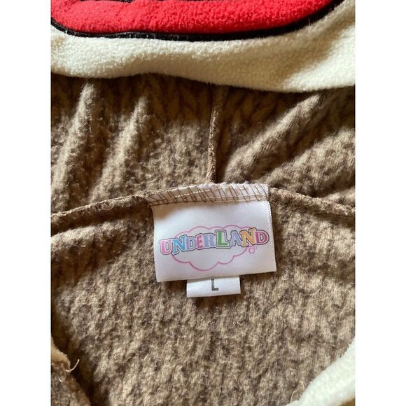 Underland Sock Monkey L hoodie footie pajamas super-soft 2 piece - Picture 3 of 16
